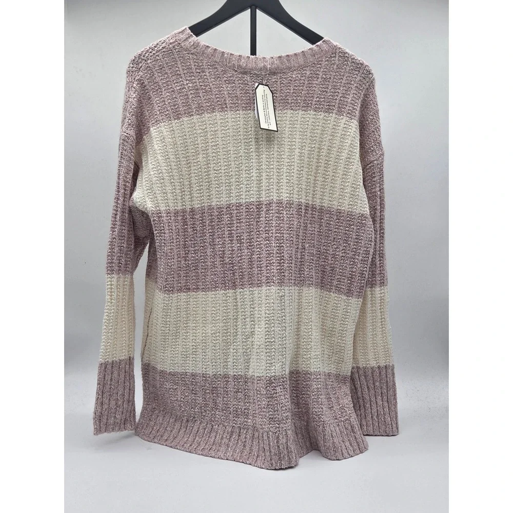 Christopher & Banks Women's L Pink Cream Colorblock Knit Sweater NWT 101-781